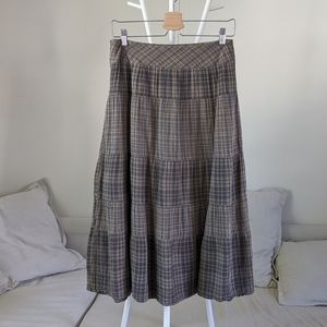 Super soft cotton maxi plaid skirt
